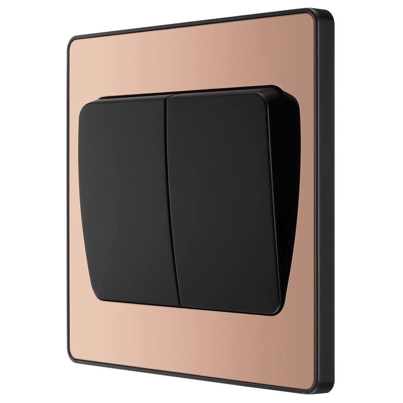 BG Electrical Evolve Polished Copper - Double, 2 way switch, wide rocker