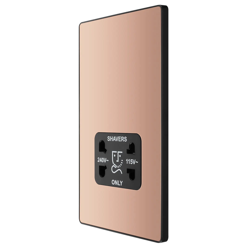 BG Electrical Evolve Polished Copper - 115/240V dual voltage shaver socket