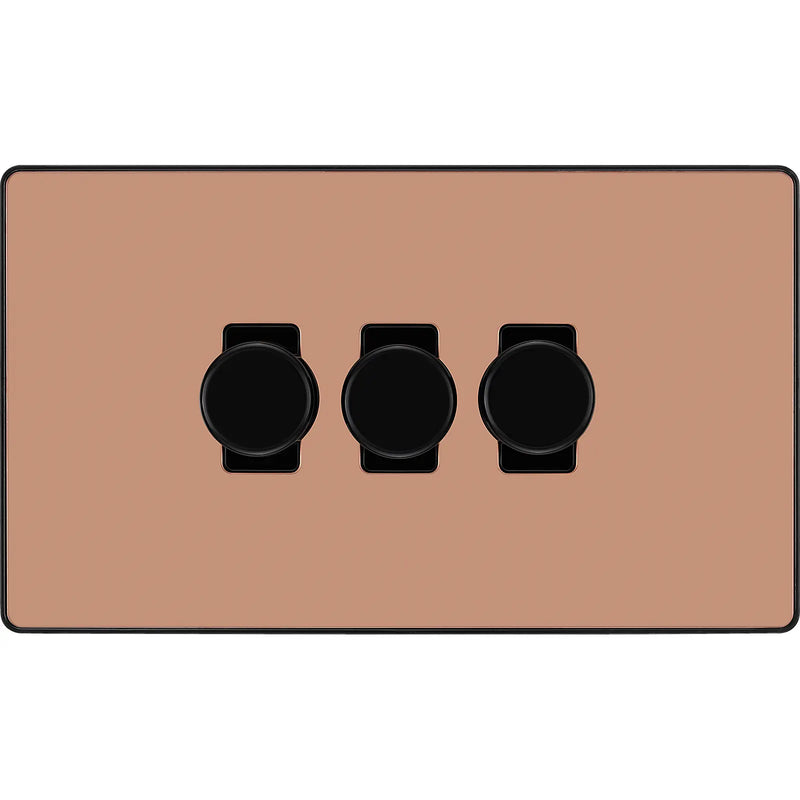 BG Electrical Evolve Polished Copper - Triple, 2 way push 200W