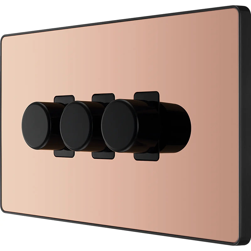 BG Electrical Evolve Polished Copper - Triple, 2 way push 200W