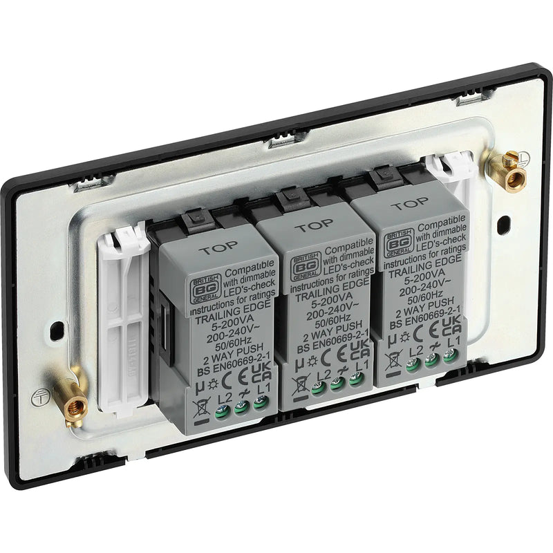 BG Electrical Evolve Polished Copper - Triple, 2 way push 200W