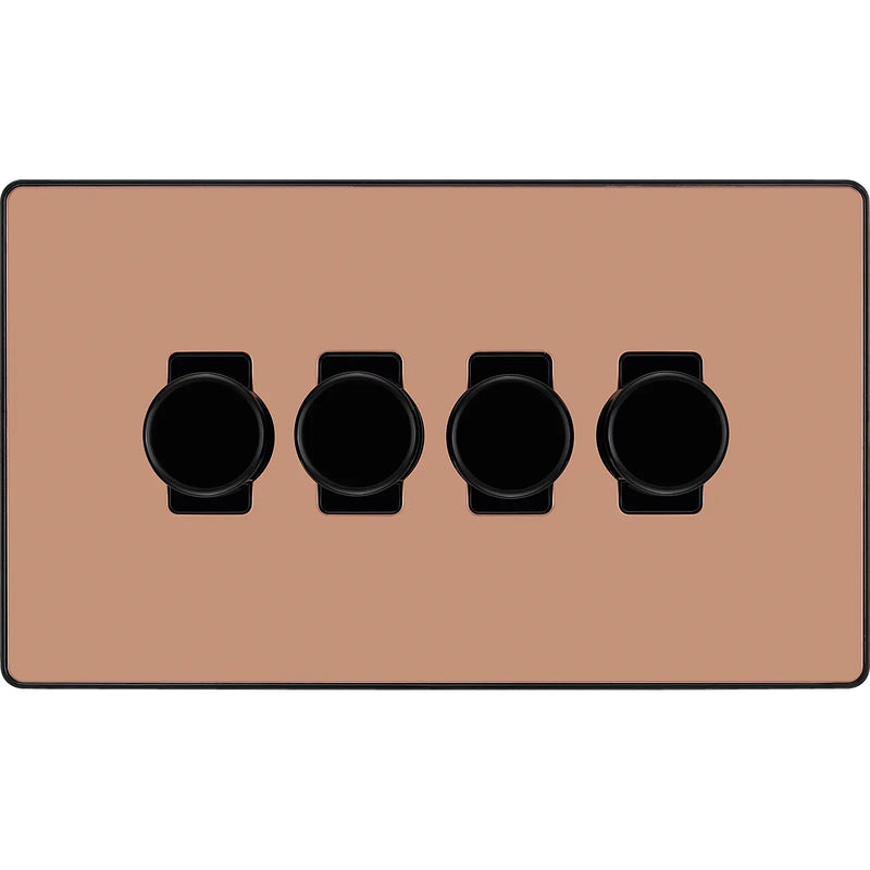 BG Electrical Evolve Polished Copper - Quadruple, 2 way push 200W