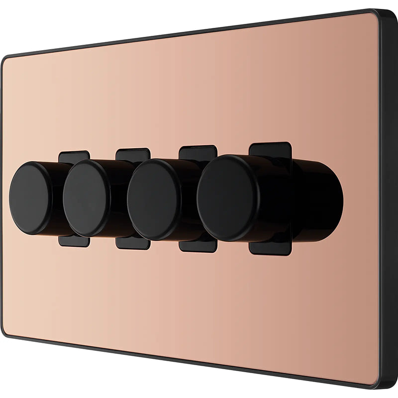 BG Electrical Evolve Polished Copper - Quadruple, 2 way push 200W