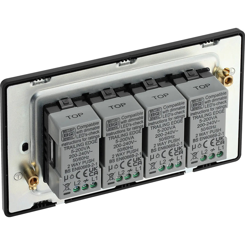 BG Electrical Evolve Polished Copper - Quadruple, 2 way push 200W