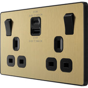 BG Electrical Evolve Satin Brass - Double switched single pole, with USB A + C (22W)