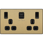 BG Electrical Evolve Satin Brass - Double switched single pole, with USB A + C (45W)