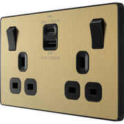 BG Electrical Evolve Satin Brass - Double switched single pole, with USB A + C (45W)