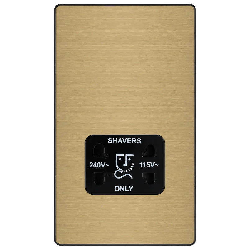 BG Electrical Evolve Satin Brass - 115/240V dual voltage shaver socket