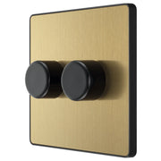 BG Electrical Evolve Satin Brass - Double, 2 way push 200W
