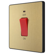 BG Electrical Evolve Satin Brass - 45A, double pole, single plate, with indicator