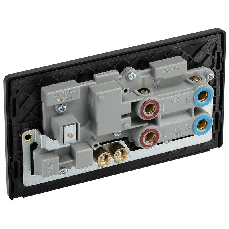 BG Electrical Evolve Satin Brass - 45A double pole with switched socket and indicators