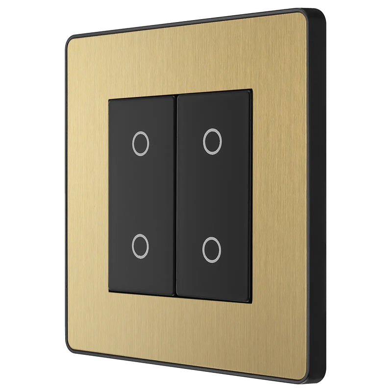 BG Electrical Evolve Satin Brass - Double, 2 way touch, 200W, master