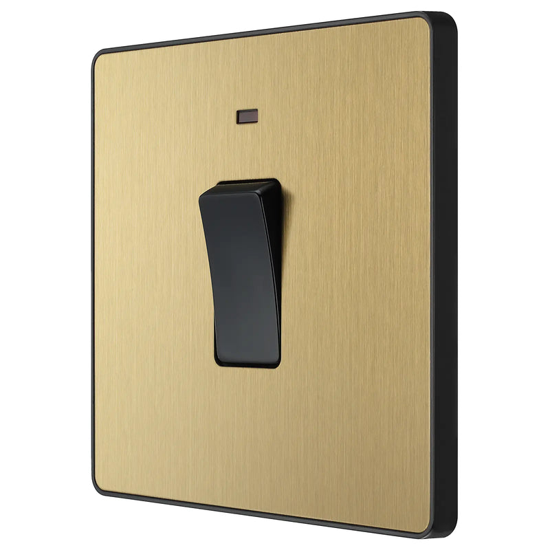 BG Electrical Evolve Satin Brass - 20A, double pole, with indicator