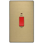 BG Electrical Evolve Satin Brass - 45A, double pole, large plate, with indicator