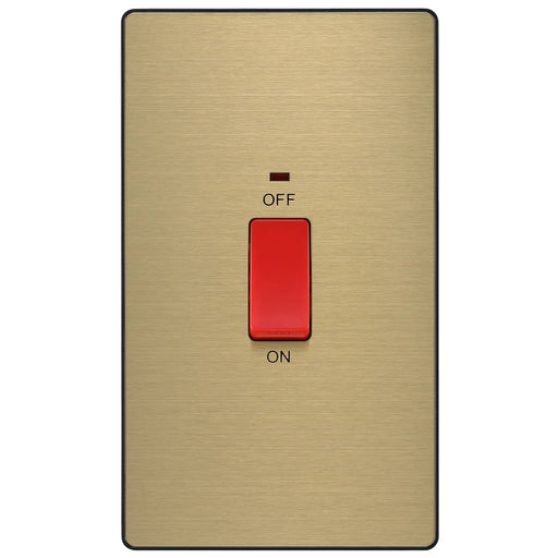 BG Electrical Evolve Satin Brass - 45A, double pole, large plate, with indicator