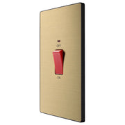 BG Electrical Evolve Satin Brass - 45A, double pole, large plate, with indicator
