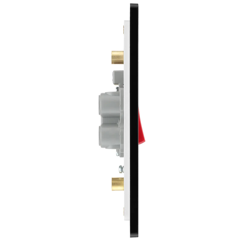 BG Electrical Evolve Satin Brass - 45A, double pole, large plate, with indicator