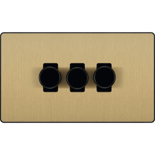 BG Electrical Evolve Satin Brass - Triple, 2 way push 200W