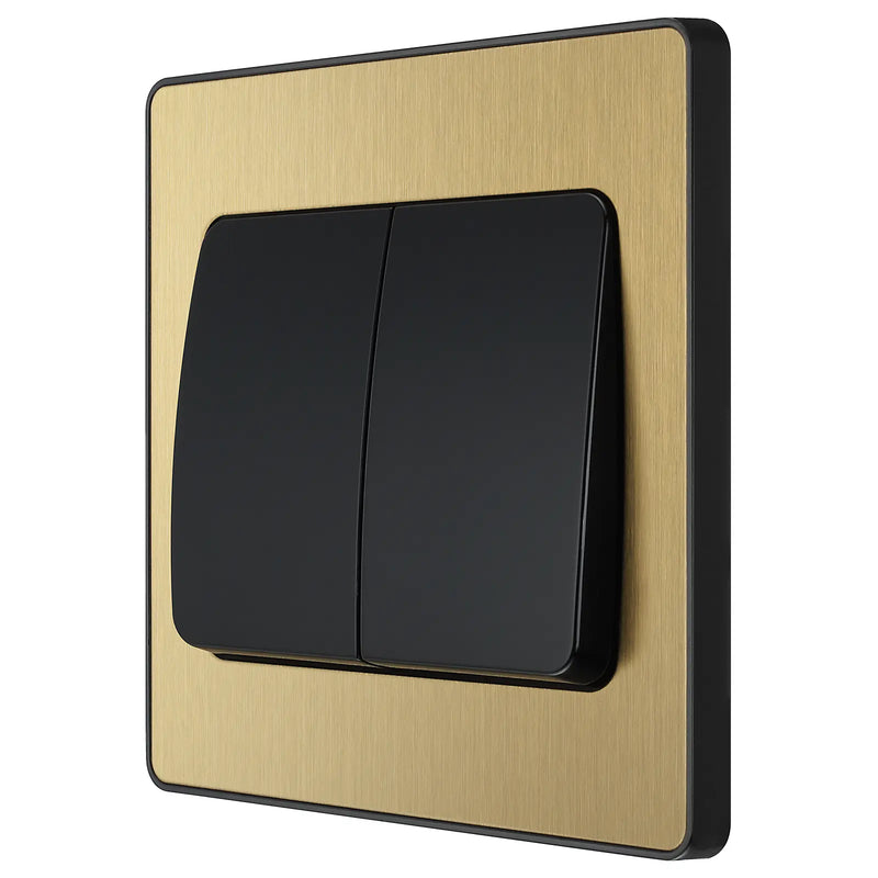 BG Electrical Evolve Satin Brass - Double, 2 way switch, wide rocker