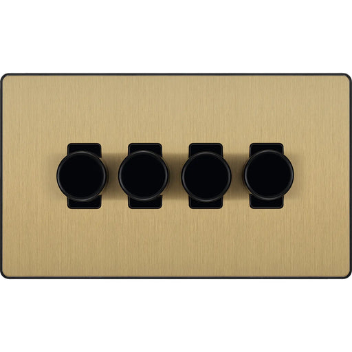 BG Electrical Evolve Satin Brass - Quadruple, 2 way push 200W