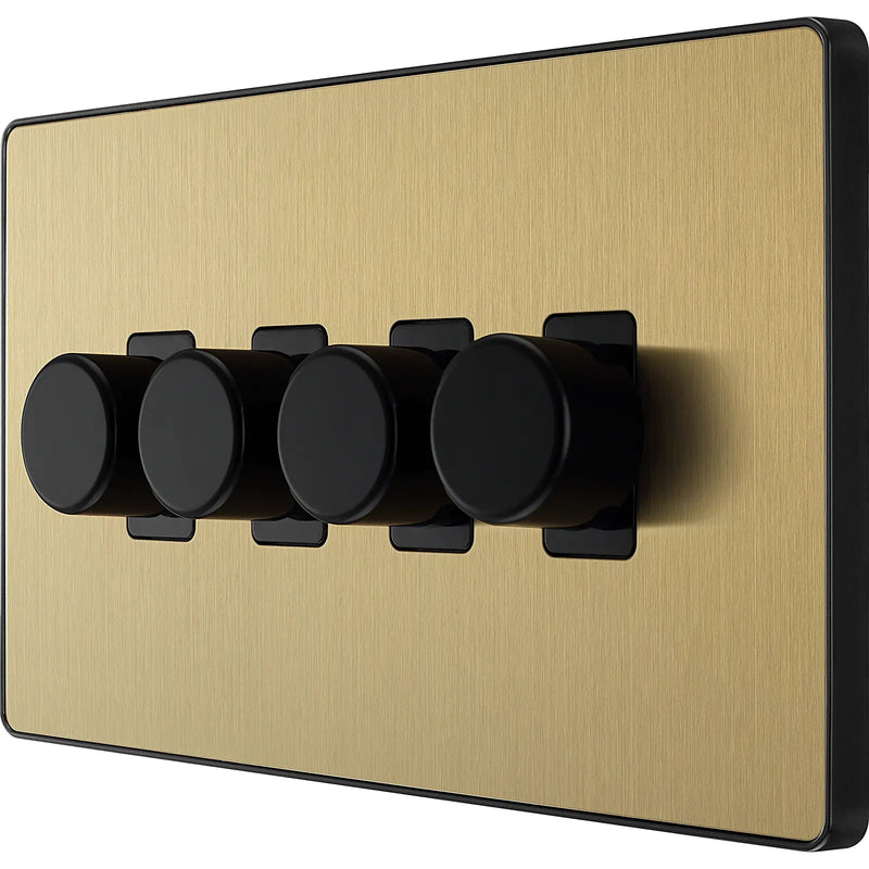 BG Electrical Evolve Satin Brass - Quadruple, 2 way push 200W