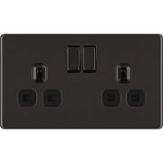 BG Electrical Flatplate Screwless Black Nickel - Double switched, double pole