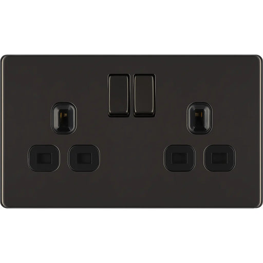 BG Electrical Flatplate Screwless Black Nickel - Double switched, double pole