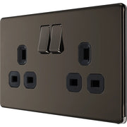 BG Electrical Flatplate Screwless Black Nickel - Double switched, double pole