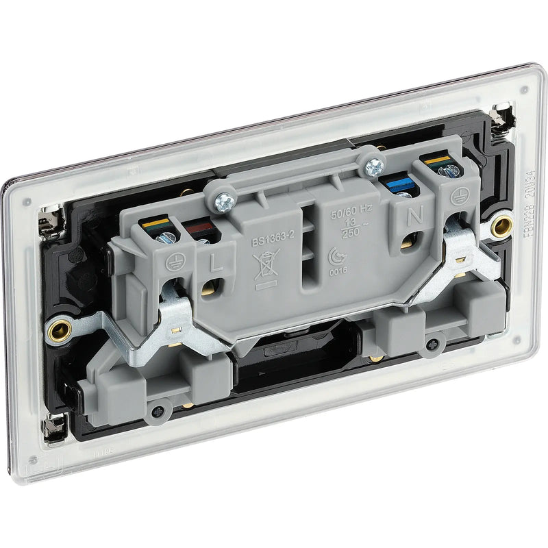 BG Electrical Flatplate Screwless Black Nickel - Double switched, double pole