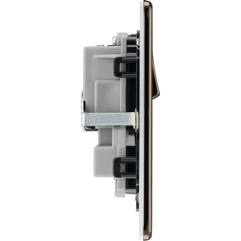BG Electrical Flatplate Screwless Black Nickel - Double switched, double pole