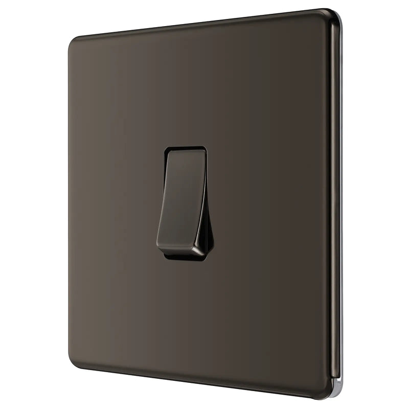 BG Electrical Flatplate Screwless Black Nickel - Single 2 way switch