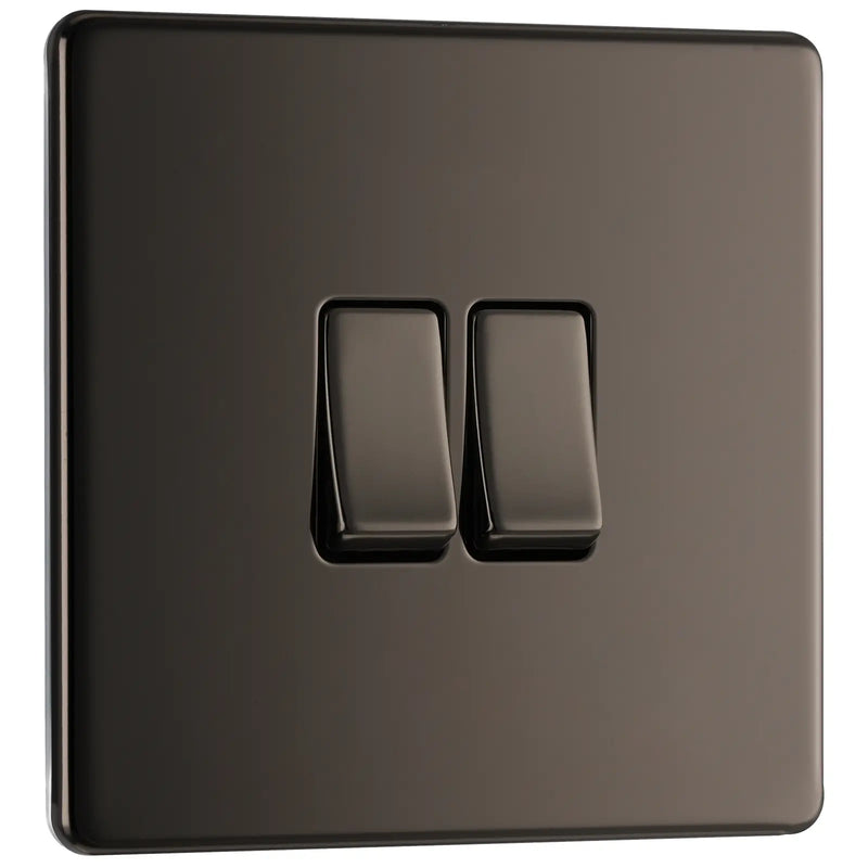 BG Electrical Flatplate Screwless Black Nickel - Double 2 way switch
