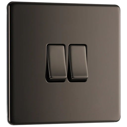 BG Electrical Flatplate Screwless Black Nickel - Double 2 way switch