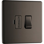 BG Electrical Flatplate Screwless Black Nickel - Switched and fused