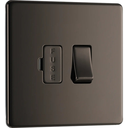 BG Electrical Flatplate Screwless Black Nickel - Switched and fused