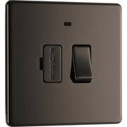 BG Electrical Flatplate Screwless Black Nickel - Switched and fused with indicator
