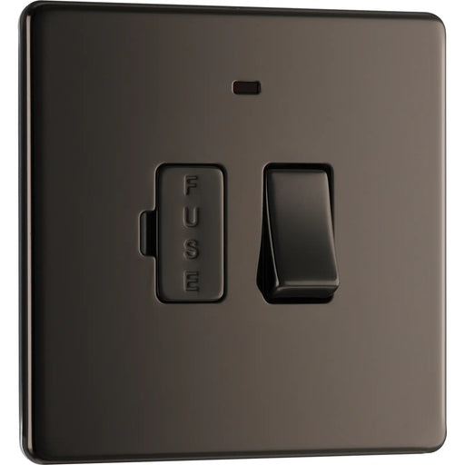BG Electrical Flatplate Screwless Black Nickel - Switched and fused with indicator