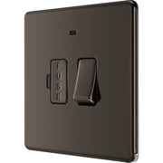 BG Electrical Flatplate Screwless Black Nickel - Switched and fused with indicator