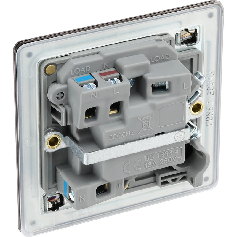 BG Electrical Flatplate Screwless Black Nickel - Switched and fused with indicator