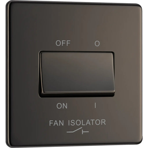 BG Electrical Flatplate Screwless Black Nickel - Triple pole fan isolator