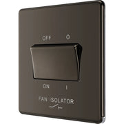BG Electrical Flatplate Screwless Black Nickel - Triple pole fan isolator
