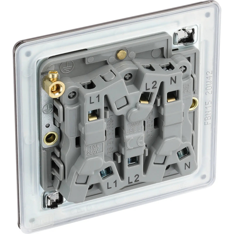 BG Electrical Flatplate Screwless Black Nickel - Triple pole fan isolator