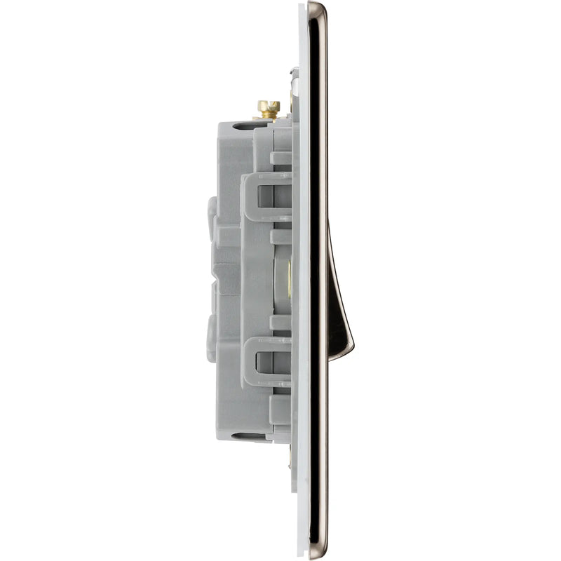 BG Electrical Flatplate Screwless Black Nickel - Triple pole fan isolator