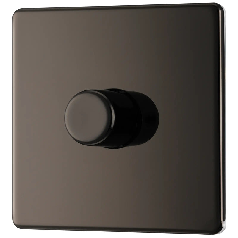 BG Electrical Flatplate Screwless Black Nickel - Single, 2 way push 200W