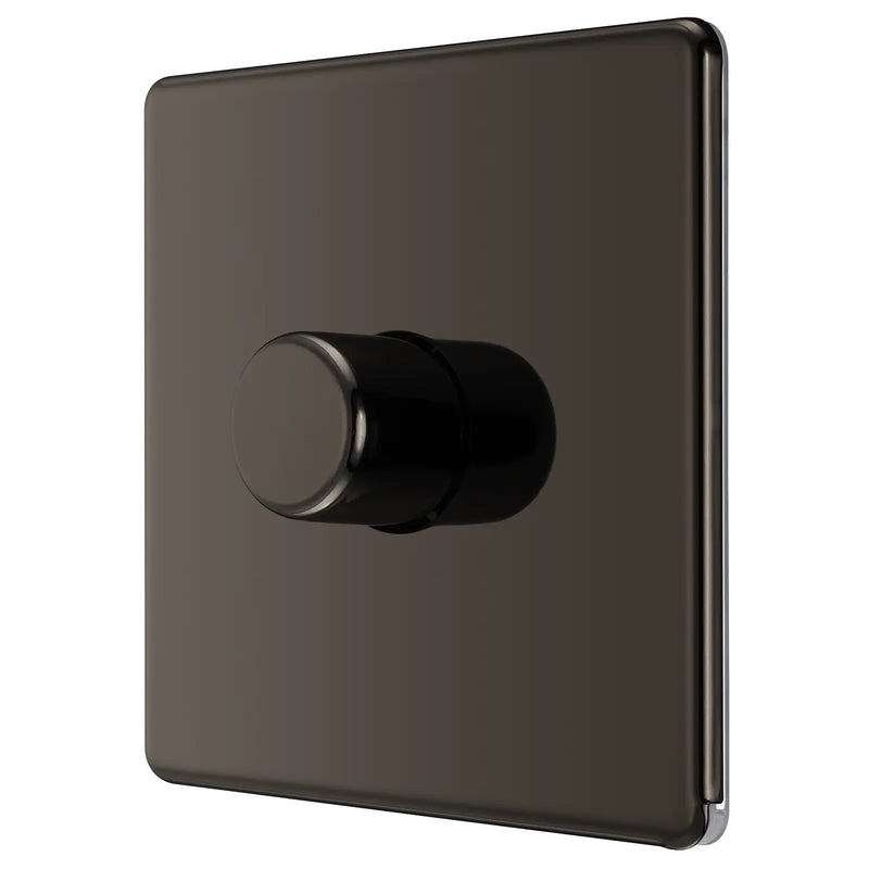 BG Electrical Flatplate Screwless Black Nickel - Single, 2 way push 200W