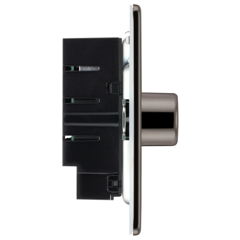 BG Electrical Flatplate Screwless Black Nickel - Single, 2 way push 200W