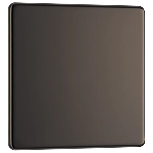 BG Electrical Flatplate Screwless Black Nickel - Single, blank plate