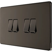 BG Electrical Flatplate Screwless Black Nickel - Quadruple 2 way switch