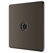 BG Electrical Flatplate Screwless Black Nickel - Single co-axial