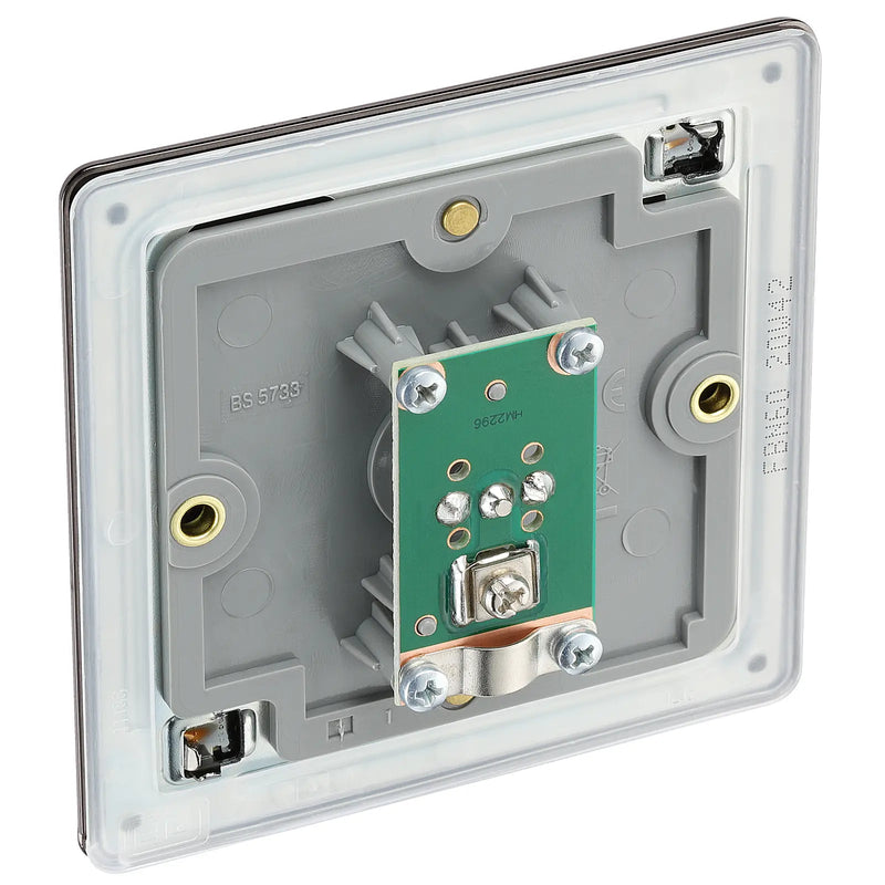 BG Electrical Flatplate Screwless Black Nickel - Single co-axial